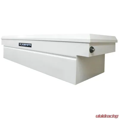 LUND 70-Inch Cross Bed Truck Tool Box Full Size Single Lid Steel Push Button White (16 Gauge Steel) - 86601